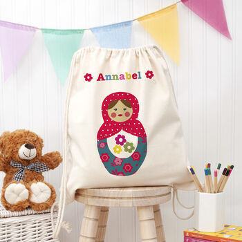 Personalised Girl's Cotton Nursery Bag, 2 of 12