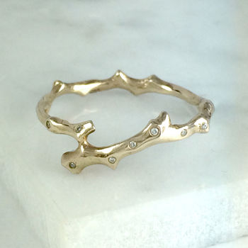 Twig Stacking Ring With Diamonds, 2 of 4