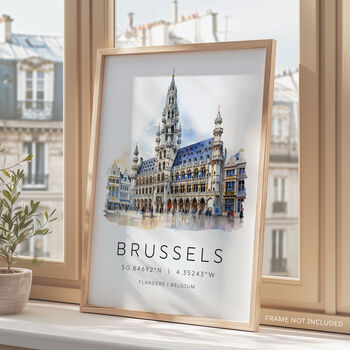 Brussels Belgium Europe City Landmark Travel Poster, 2 of 7