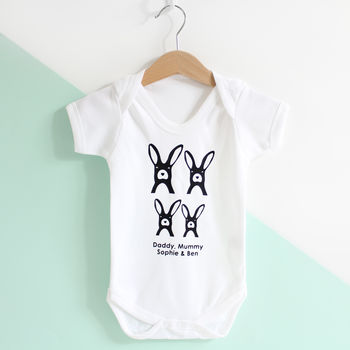 Bunny Family, Personalised Easter Babygrow Or T Shirt, 3 of 4