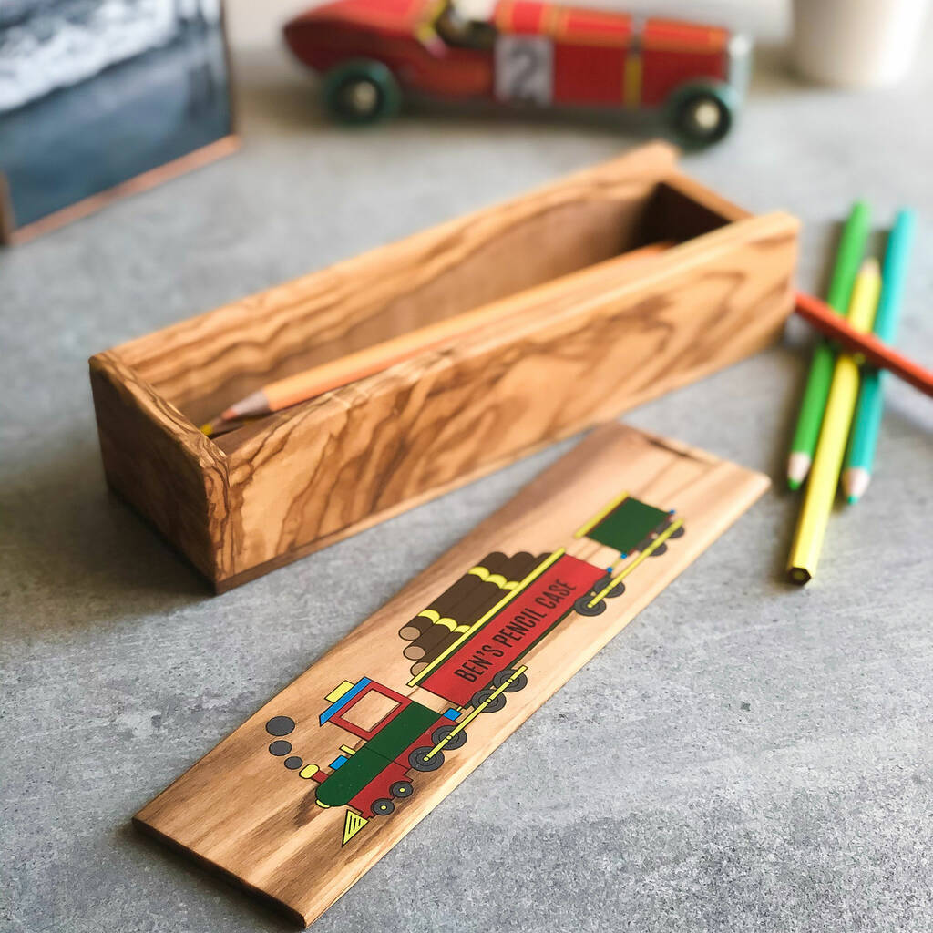 Personalised Italian Olive Wood Pencil Case By The Rustic Dish