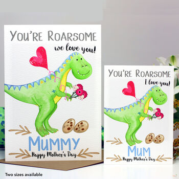 Personalised Dinosaur Mother's Day Card, 5 of 7