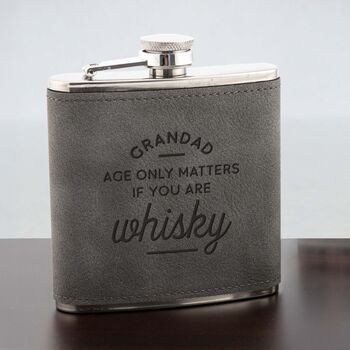 Personalised Age Only Matters Hip Flask Gift For Grandpa, 8 of 12