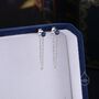 Sterling Silver Sapphire Blue Cz And Chain Ear Jacket, thumbnail 4 of 11