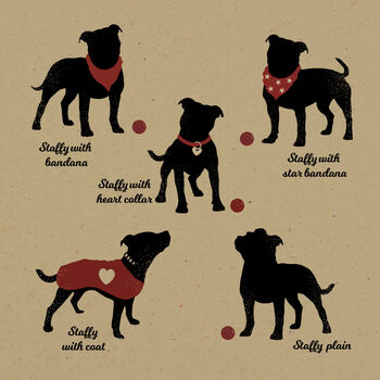 Personalised Staffy, Staffordshire Bull Terrier Print, 2 of 12