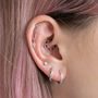 14 Carat Gold Hidden Helix Chain Barbell Earring, thumbnail 3 of 4