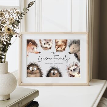 Personalised Hedgehog Family Print And Fun Quote, 4 of 6