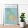 Personalised National Trails Hiking Map Art Print, thumbnail 1 of 7