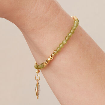 Green Peridot And Gold Plated Silver Bracelet, 3 of 12