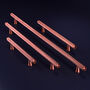 G Decor Brass Chelsea Solid Brass Diamond Knurled Architectural Bar Pull Handle In Rose Brass Finish, thumbnail 4 of 9