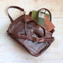Leather Weekend Holdall Bag, Brown, thumbnail 3 of 6
