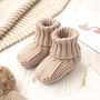 Toffee Moon Storm Blue Knitted Baby Booties, thumbnail 5 of 12
