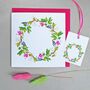 ' Flower Wreath ' Illustrated Card, thumbnail 2 of 4