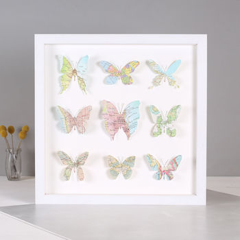 Nine Personalised Map Location Butterfly Wall Art, 4 of 10