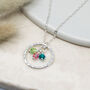 Family Birthstone Circle Necklace Sterling Silver For Mum, Grandma, thumbnail 2 of 6