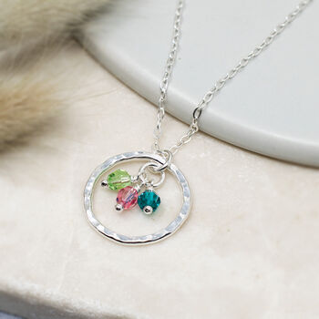 Family Birthstone Circle Necklace Sterling Silver For Mum, Grandma, 2 of 6