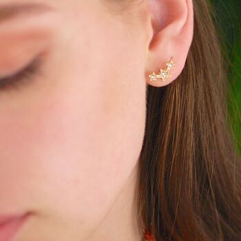 Gold Sparkle Triple Star Studs, 2 of 4