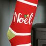 Personalised Noel Candy Cane Stripe Knit Stocking, thumbnail 6 of 9