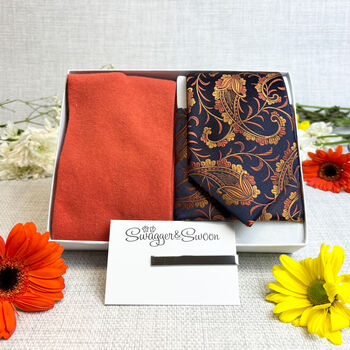 Copper Vintage Paisley Wedding Tie Set, 2 of 6