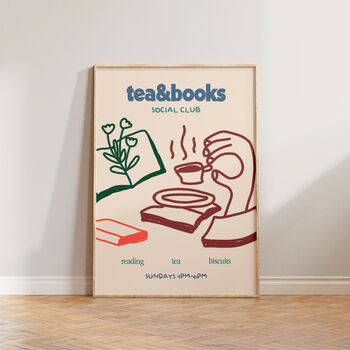 Tea And Books Social Club Gift For Readers Print, 4 of 8