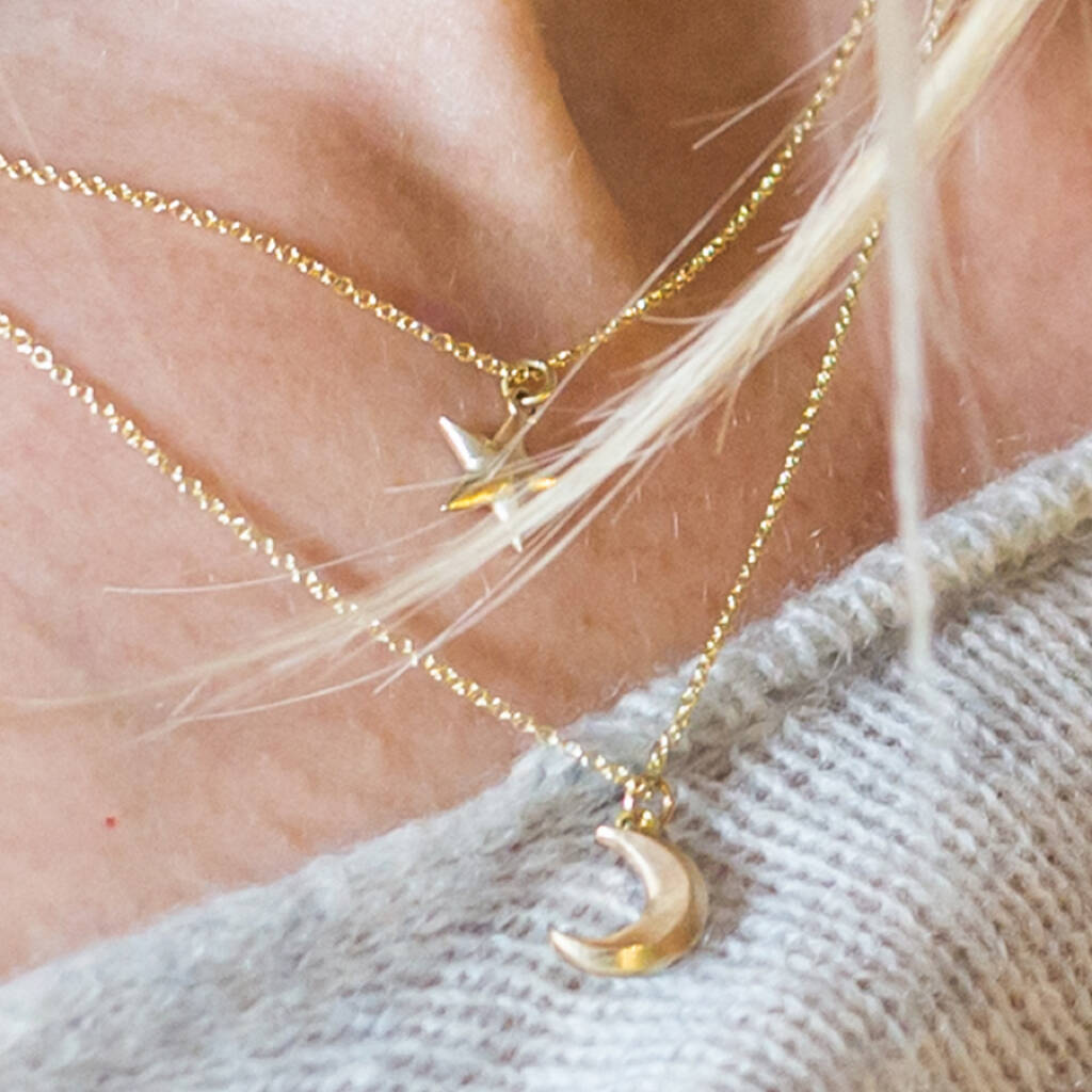 Teeny Solid Gold Star Necklace, 1 of 6