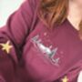 Snowy Stars Church Village Embroidered Christmas Jumper, thumbnail 3 of 6
