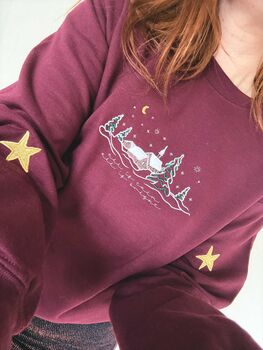 Snowy Stars Church Village Embroidered Christmas Jumper, 3 of 6
