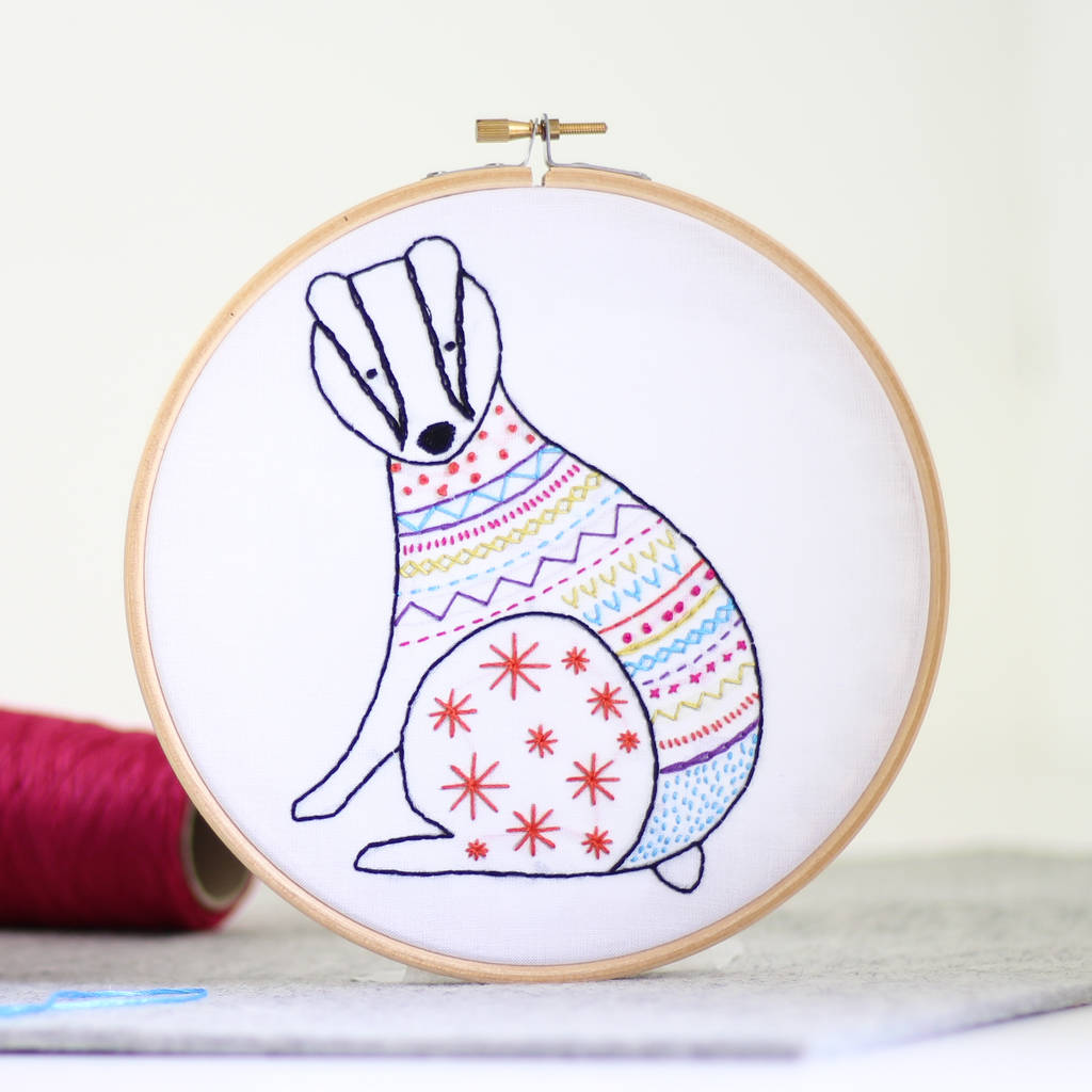 Badger Contemporary Embroidery Kit By Hawthorn Handmade