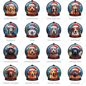 Dog Snow Globe Tree Decoration, 7 of 8