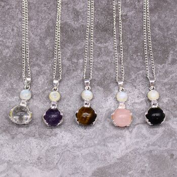 Healing Hands Tigers Eye Pendant Necklace | Silver Plated, 3 of 7