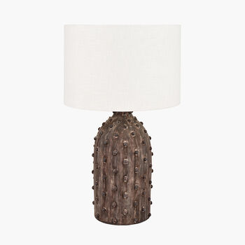 Textured Dot Brown Stoneware Table Lamp With Shade, 2 of 9