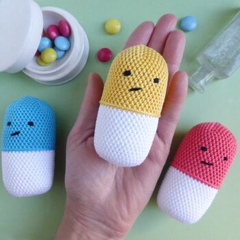 Crocheted Pill Rattle Science Soft Toy, 7 of 7