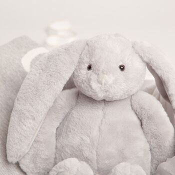 Grey Bunny Toy And Star Moon Blanket Baby Gift Set, 4 of 5