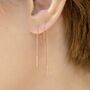 Chain Gold Plated Silver Threader Earrings, thumbnail 7 of 12