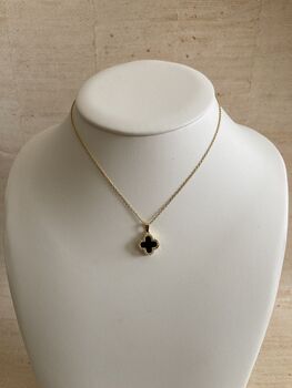 Black Fashion Four Leaf Clover Necklace, 4 of 6