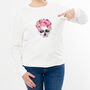 Flower Skull Print Sweatshirt, thumbnail 5 of 5