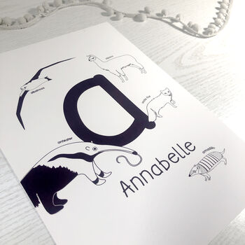 Personalised Animal Alphabet Letter Print, 6 of 6