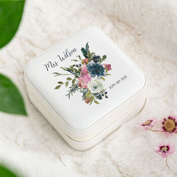 Personalised Roses And Hydrangea Jewellery Storage Box, 2 of 6