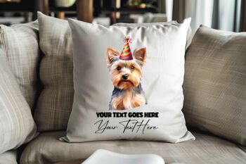 Personalised Yorkshire Terrier Birthday Party Cushion B, 2 of 2