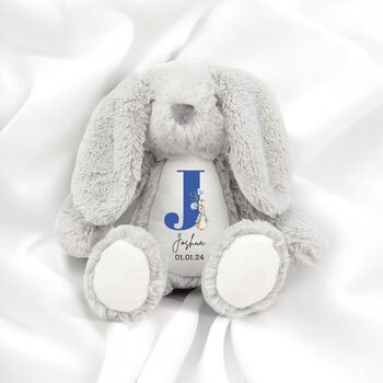 Personalised Bunny Rabbit Baby Boy Teddy, 2 of 3