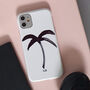Monochrome Palm Tree Print Personalised Phone Case, thumbnail 1 of 5