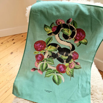 Snake, Rose And Thistle Print Organic Cotton Tea Towel, 2 of 7