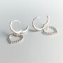 Sterling Silver Heart Dangle Huggie Hoop Earrings, thumbnail 3 of 6