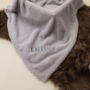 Embroidered Grey Furry Waffle Blanket, thumbnail 1 of 4