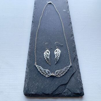 Double Guardian Angel Wing Necklace In Sterling Silver, 4 of 5