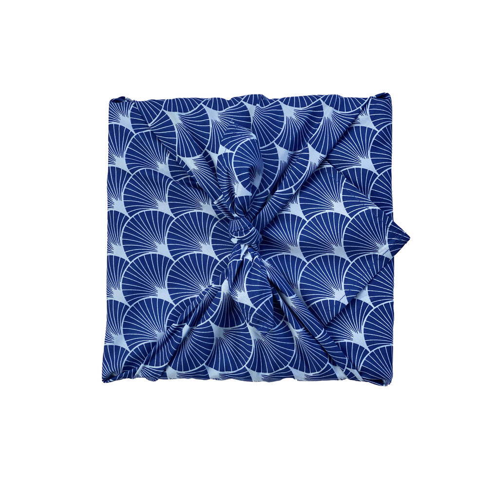 Fabric Gift Wrap Reusable Furoshiki Indigo Fans By Fabric Gift Wrap