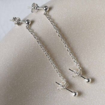 Sterling Silver Helix Chain Stud Earrings, 8 of 9