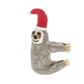 Handmade Felt Christmas Sloth Tree Topper Decoration, 2 of 3