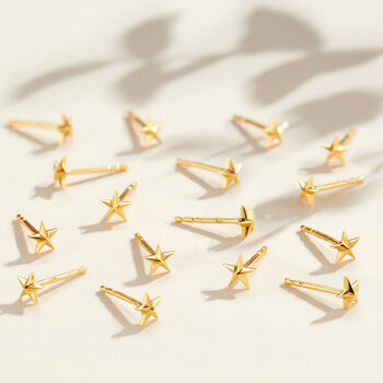 Tiny 3D Star Studs In Gold Vermeil, 3 of 3