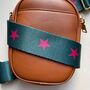 Forest Green And Fuchsia Star Print Bag Strap, thumbnail 2 of 2